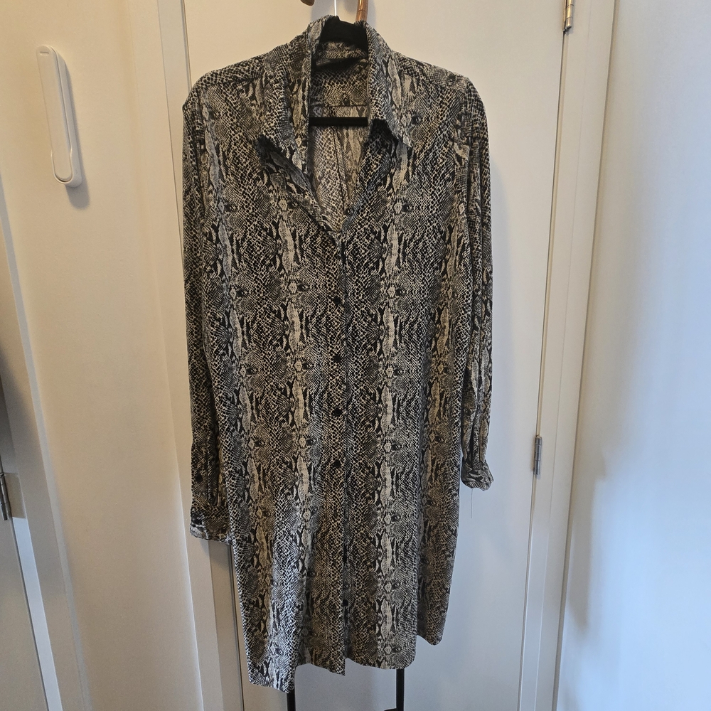 Norma Kamali Black and White Snake Print Midi Dress